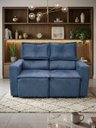 Ver imagem 2 de Sofá Retratil 2 Lugares Compacto Reclinável Suede Moderno Azul