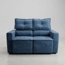Ver imagem 5 de Sofá Retratil 2 Lugares Compacto Reclinável Suede Moderno Azul