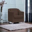 Ver imagem 2 de Poltrona Decorativa para Sala Mila Corino Cores Pé de Plástico Cromado - Marrom, Corino
