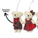 Ver imagem 5 de Conjunto 4 Ursinhos Natal Pendente 15cm Pelúcia Creme Prime Roupa Xadrez
