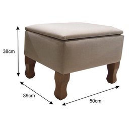 Puff Baú Maria Vitoria Linho Bege - Phoenix - 2