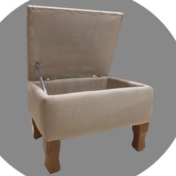 Puff Baú Maria Vitoria Linho Bege - Phoenix - 3