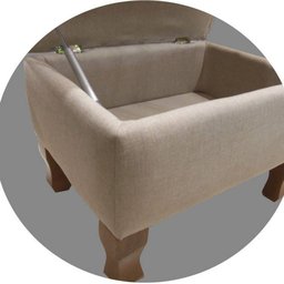 Puff Baú Maria Vitoria Linho Bege - Phoenix - 4