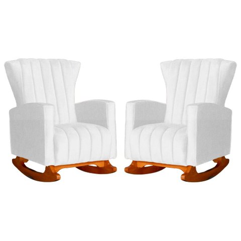 Kit 2 Poltronas Estofada Balanço Melinda Suede Branco
