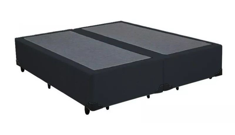 Base Cama Box Bipartido Queen Size Corino Preto 40x158x198