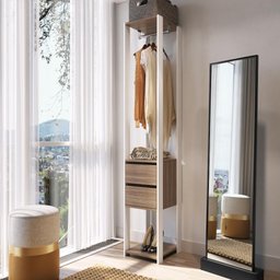 Closet Modulado Guarda Roupa Roupeiro Quarto Casal 2 Gavetas 3 Prateleiras Branco Marrom Madeira - 1