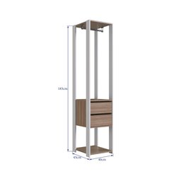 Closet Modulado Guarda Roupa Roupeiro Quarto Casal 2 Gavetas 3 Prateleiras Branco Marrom Madeira - 4