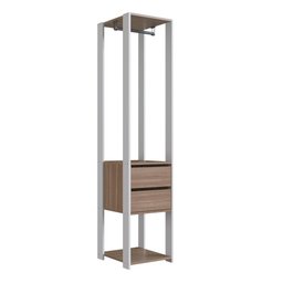 Closet Modulado Guarda Roupa Roupeiro Quarto Casal 2 Gavetas 3 Prateleiras Branco Marrom Madeira - 3