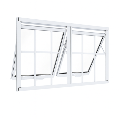 Janela Maxim Ar 2 Seções Aluminio Branco com Grade Linha 25 - 60x200