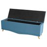 Calçadeira Baú Decorativa Madri 90 Cm Suede Azul Celeste Mazzaron Móveis - 2