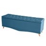 Calçadeira Baú Decorativa Madri 90 Cm Suede Azul Celeste Mazzaron Móveis - 1