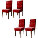 Ver imagem 1 de Kit 4 Cadeiras Sala de Jantar Estofadas Eloísa Veludo Vermelho (liz Maria)