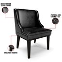 Ver imagem 3 de Cadeira Estofada para Sala de Jantar Base Fixa de Madeira Preto Lia Sintético Premium Preto - Ibiza