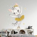 Ver imagem 3 de Adesivo de Parede Infantil Gatinha Bailarina-Grande 75x63cm