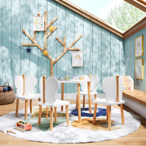 Conjunto Mesinha Infantil Quatro Cadeirinhas Hora de Brincar - Natural/branco