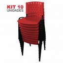 Ver imagem 2 de Cadeira Empilhável Plástica Vermelha 10 Unidades - Ultra Móveis