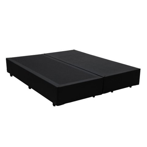 Cama Box Casal Bipartido Extremo Reforçado King Design Sintético Preto 138x188x40