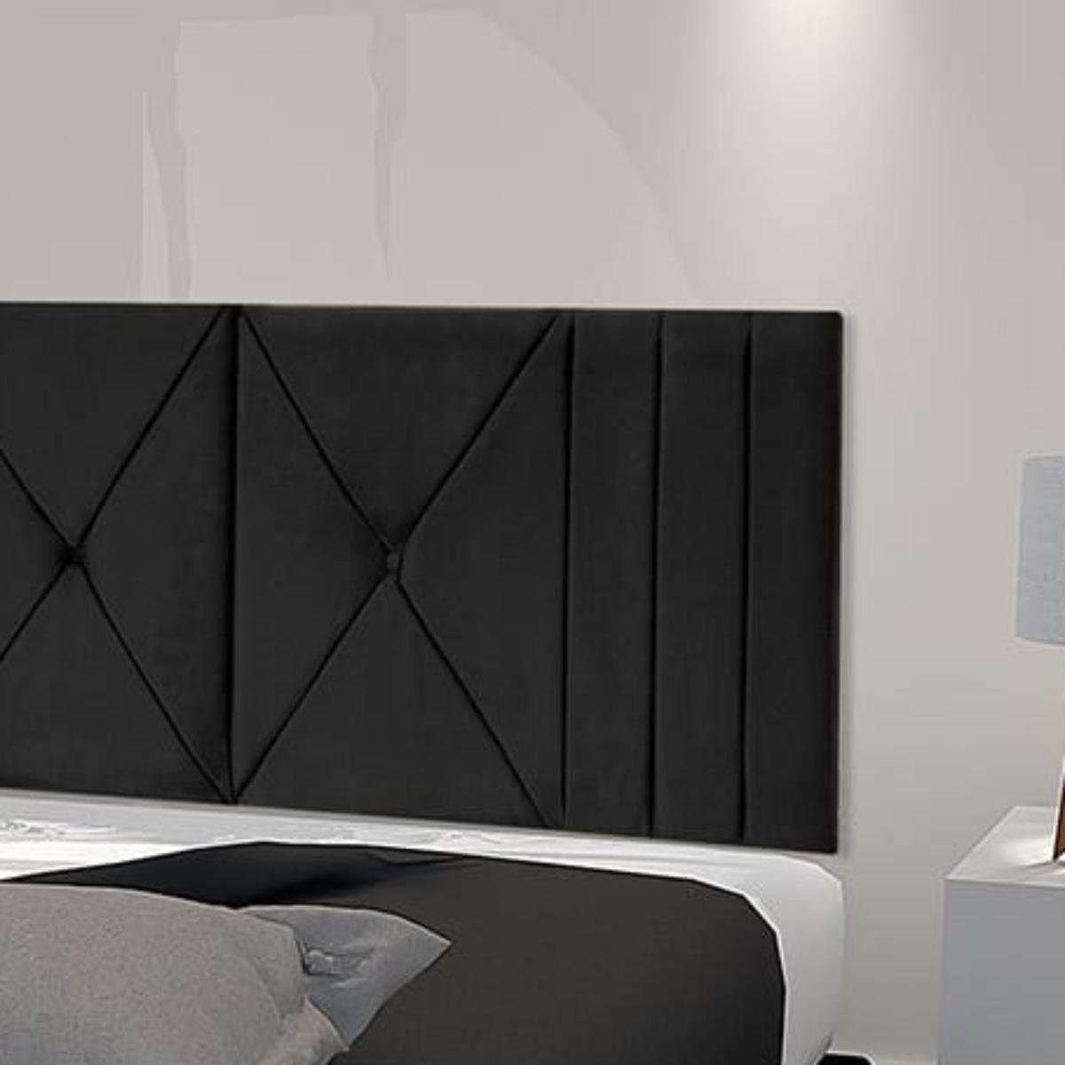 Cabeceira Estofada Casal 1,40cm Preto Sued Tóquio Quarto Decoração Lisa - 4