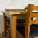 Ver imagem 4 de Conjunto Fixo Floresta Mesa 120x80 com 4 Cadeiras Estofadas Cor:mel