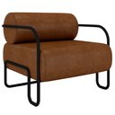 Ver mais imagens de Poltrona Decorativa para Sala Industrial Kit 2 Kira K04 Sintético Marrom - Mpozenato