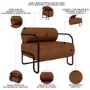 Ver imagem 3 de Poltrona Decorativa para Sala Industrial Kit 2 Kira K04 Sintético Marrom - Mpozenato