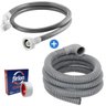 Mangueira Entrada + Saida Água Máquina De Lavar Universal 5m Metros Cinza + Fita Veda Rosca - 1