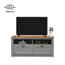 Ver imagem 4 de Rack TV Bancada 43 Polegadas Madeira Maciça 2 Gavetas 2 Nichos Bolton Cinza