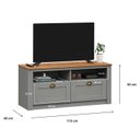 Ver imagem 3 de Rack TV Bancada 43 Polegadas Madeira Maciça 2 Gavetas 2 Nichos Bolton Cinza