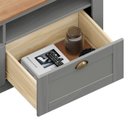 Ver imagem 5 de Rack TV Bancada 43 Polegadas Madeira Maciça 2 Gavetas 2 Nichos Bolton Cinza