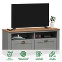 Ver imagem 2 de Rack TV Bancada 43 Polegadas Madeira Maciça 2 Gavetas 2 Nichos Bolton Cinza