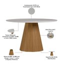 Ver imagem 4 de Mesa de Jantar 6 Lugares Redonda 135cm Base Cone Tampo MDF com Vidro Erimon N01 Ypê Off White -