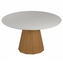 Ver imagem 2 de Mesa de Jantar 6 Lugares Redonda 135cm Base Cone Tampo MDF com Vidro Erimon N01 Ypê Off White -