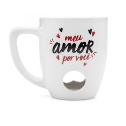 CANECA FONDUE AMOR É TUDO - 150ML + GARFO + VELA - 8