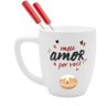 CANECA FONDUE AMOR É TUDO - 150ML + GARFO + VELA - 6
