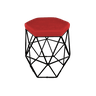 Puff Hexagonal Base Preta Assento Suede - Iron Decor - 1