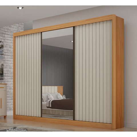 Guarda Roupa Casal com Espelho Ripado Milano - Arbo Design
