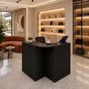 Ver imagem 5 de Balcão Caixa em L 60x40 Atendimento e Recepção Comercial MDP com Fechadura 2 Prateleiras