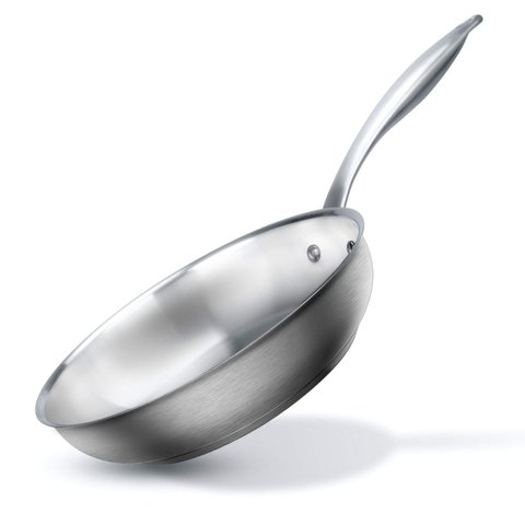 Duxtop Frigideira Tri-ply Aço Inox 8" com Cabo Frio para Indução (prata)