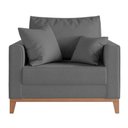 Ver imagem 3 de Kit 2 Poltronas Beny Decorativa com 2 Almofadas Suede Cinza Base em Madeira Maciça