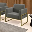 Ver imagem 2 de Poltrona Base Industrial Alta Dourado Marisa Suede D03 - D’Rossi Grafite