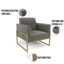 Ver imagem 6 de Poltrona Base Industrial Alta Dourado Marisa Suede D03 - D’Rossi Grafite