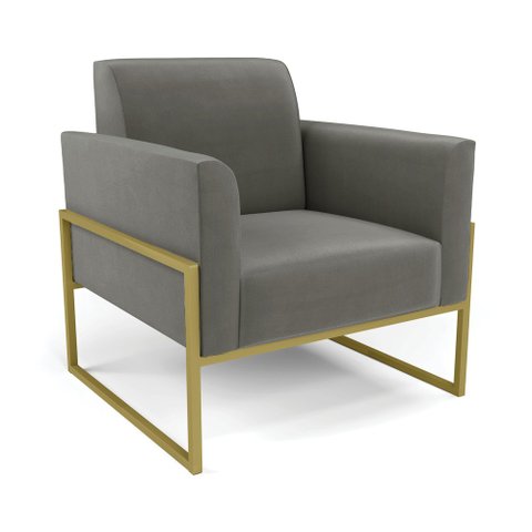 Poltrona Base Industrial Alta Dourado Marisa Suede D03 - D’Rossi Grafite