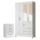 Ver imagem 1 de Guarda Roupa Infantil Sobral com Espelho e Cômoda Ms913 Branco Brilho – Moval