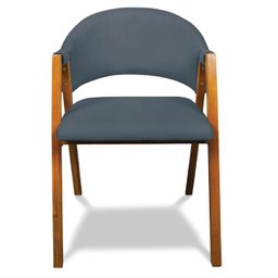 Cadeira Sala de Jantar em Madeira Yara Suede Azul Marinho D03 - D'rossi - 6