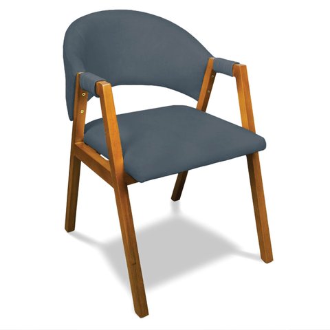 Cadeira Sala de Jantar em Madeira Yara Suede Azul Marinho D03 - D’Rossi