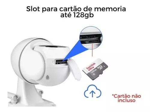 Camera de Segurança Ip Inteligente Speed Dome Sem Fio Wi-fi Full Hd 2mp com Cartão de Memoria de 64G - 4