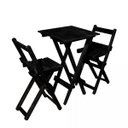 Ver imagem 1 de Mesa Bistrô Alta Dobrável 60x60 com 2 Banquetas de Madeira para Bares e Áreas Externas Preto Montana