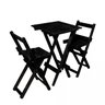 Mesa Bistrô Alta Dobrável 60x60 com 2 Banquetas de Madeira para Bares e Áreas Externas Preto Montana - 1