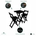 Ver imagem 4 de Mesa Bistrô Alta Dobrável 60x60 com 2 Banquetas de Madeira para Bares e Áreas Externas Preto Montana