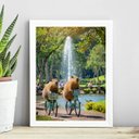 Ver imagem 1 de Quadro Capivaras Andando de Bicicleta 24x18cm - com Vidro:madeira Preta